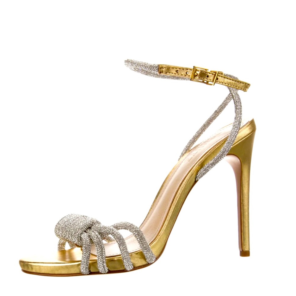 Schutz Leather Crystal Embellishments heel in gold. Like new. Size 8.5